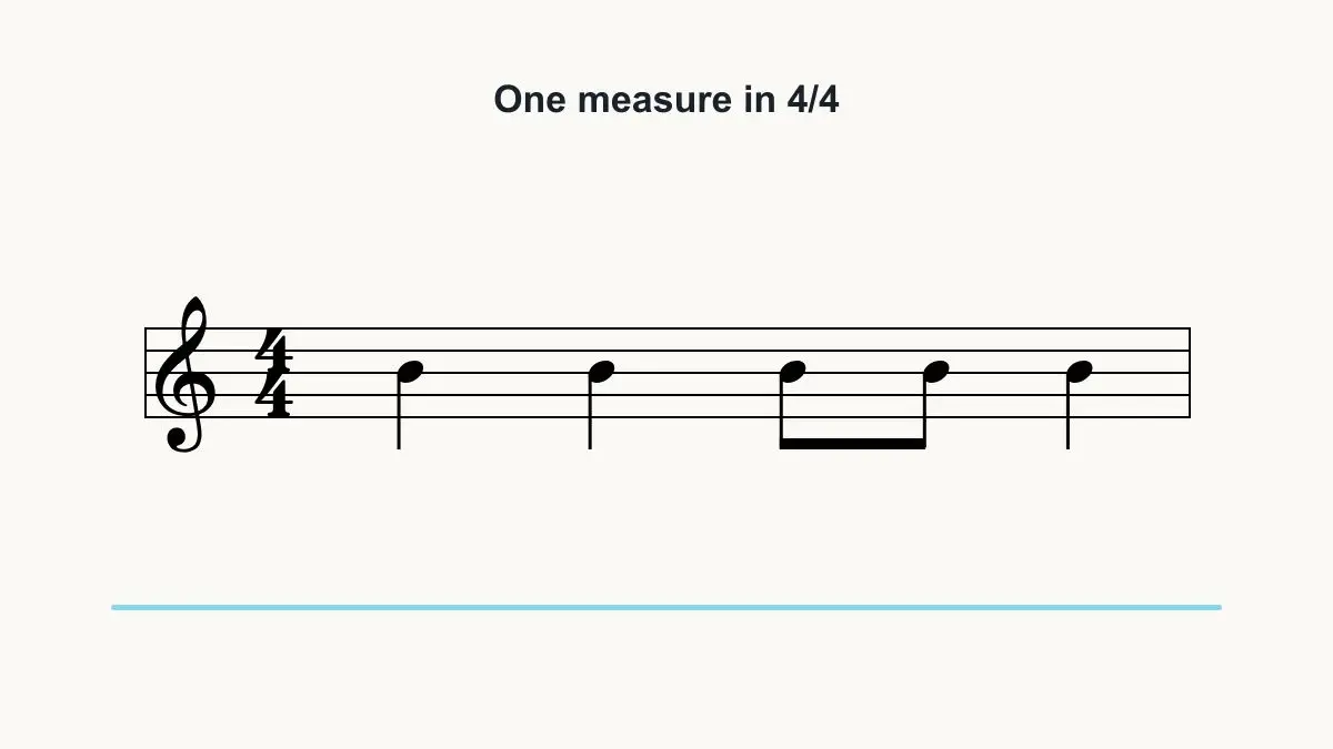 4/4 rhythm pattern with quarter notes and beamed eighth notes.
